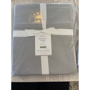 NWT POTTERY BARN PB ESSENTIALS SATEEN FLAT SHEET QUEEN 300 THREAD CT GREY 96x105